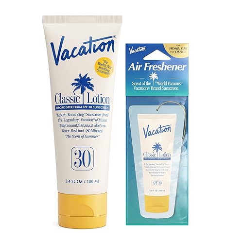 Vacation - Loción protector solar clásico SPF 30 y ambientador en paquete, resistente al agua, ligera, transparente para todos los tonos de piel,