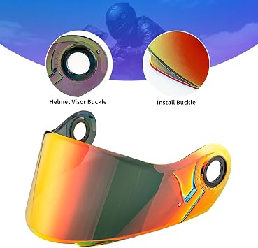 Helmet Shield Visor for LS2 Strobe/Review/SHARP Repalcement Motorcycle Helmets Visor (Chrome Red)