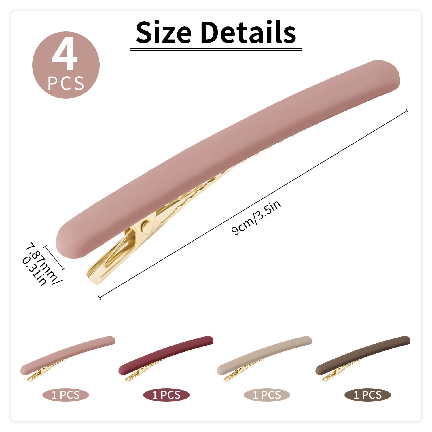 4PCS Duck Bill Hair Clips for Women, Matte Alligator Hair Clips for Girls, Duck Teeth Hair Barrettes, Hair Pins for Girls, Large Barrettes Hair Accessories(3.5Inch,4 Colors,Red) - Image 2