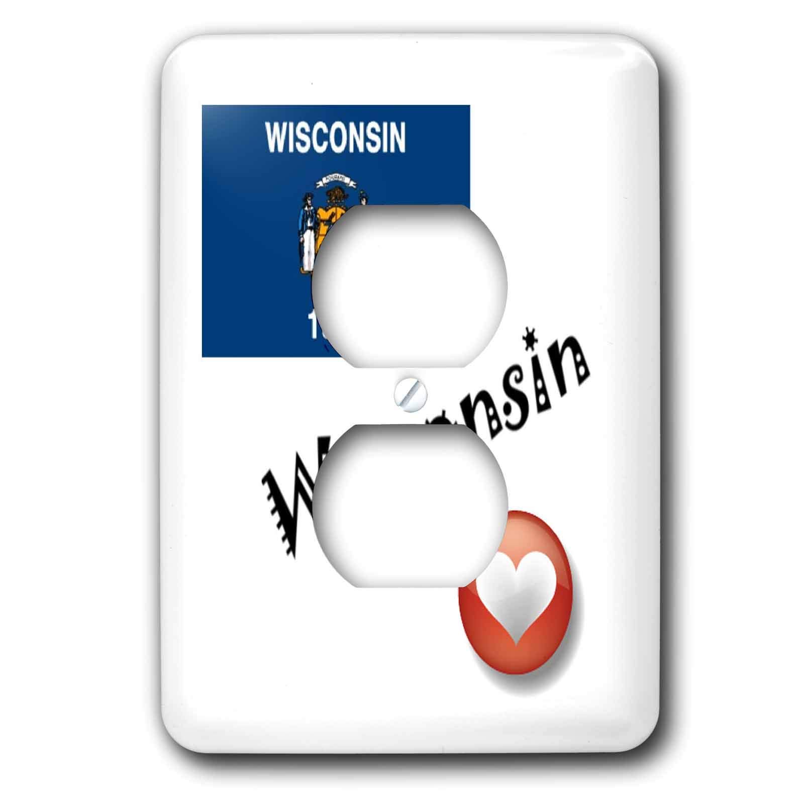 Cache-prise multicolore I Love Wisconsin 3dRose LSP_7217_6 pour masquer vos murs ternes