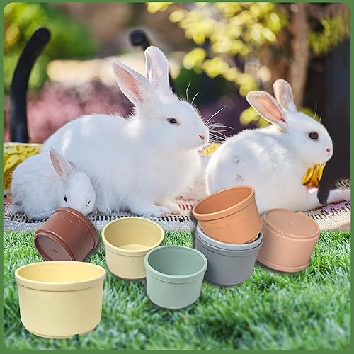 Miniatura 2 de 8 tazas apilables para conejos, juguetes de conejo, tazas apilables de conejito para jugar con conejos, juguetes reutilizables multicolor de