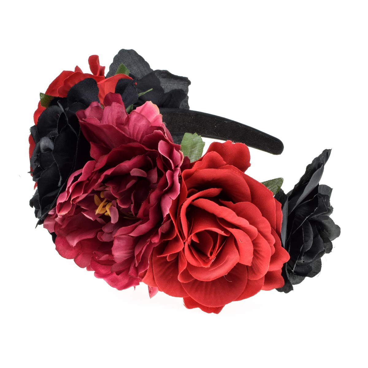 Vividsunrose Flower Crown Day of The Dead Floral Crown (red black)