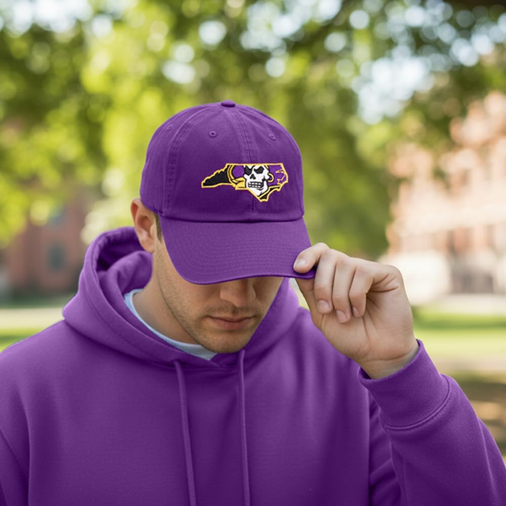 Desert Cactus ECU East Carolina University Baseball Hat Pirates Brimmed Embroidered Hats Cap Adjustable Cloth Strap Adult (Style C1) Purple