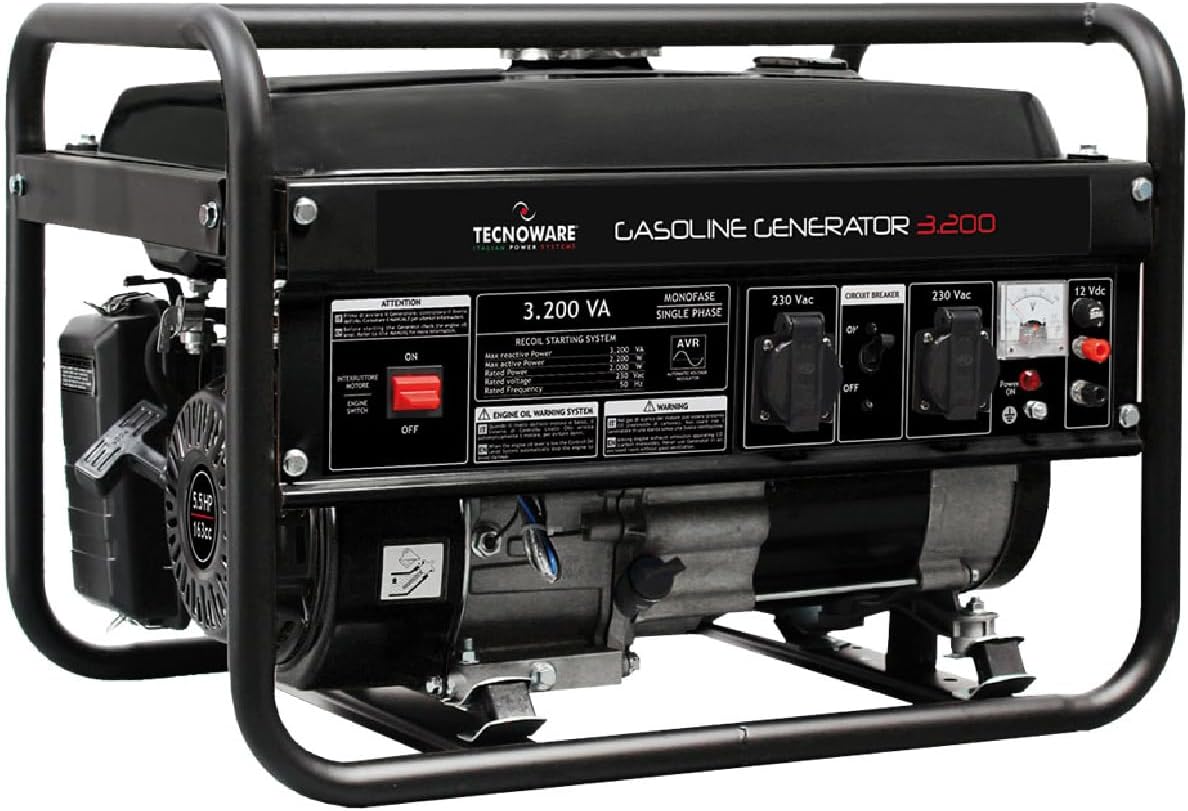 – Electric Generator, Single-phase 230 Vac, 50 Hz, Petrol Fueled Engine (Tank Capacity 15 L), Manual Ignition, 3200 VA