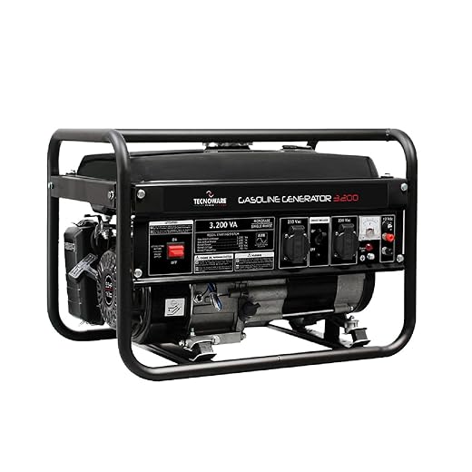 Tecnoware Portable Electric Power Generator 3200VA Single Phase Petrol Powered Electric/Manual Start 15L Tank Low Noise AVR Ideal for Gardening, DIY, Construction