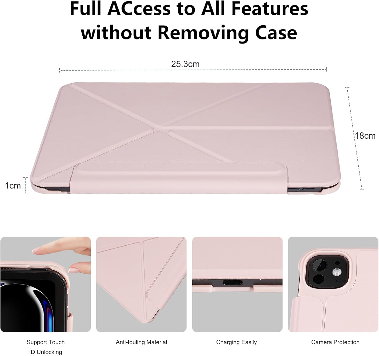 Magnetic Case for iPad Pro 11 Inch 2024 5th Generation (M4): Slim Multi - Angle Stand Protective Cover with Pencil Holder and Auto Wake/Sleep (Pink) - Image 7