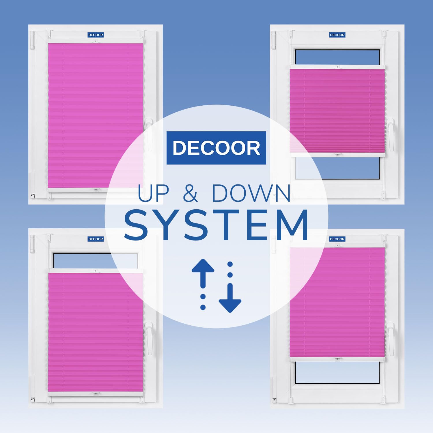 Store Plissé 60x200cm Noir Occultants sans Perçage Facile À Installer Store Enrouleur pour Les Fenêtres et Les Portes Intimité et Protection Contre Le Soleil Ouverture à Double Sens