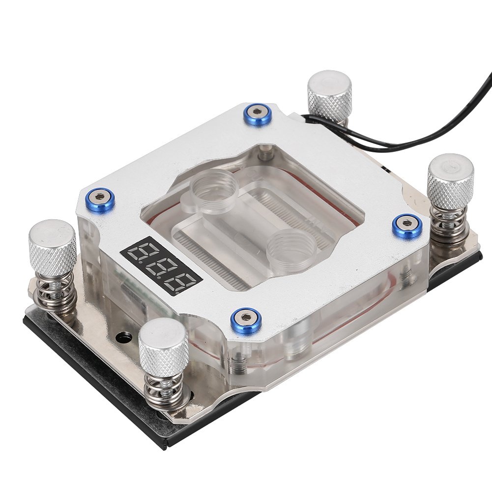 CPU Water Block Waterblock with Temperature Display, PC Water Cooling