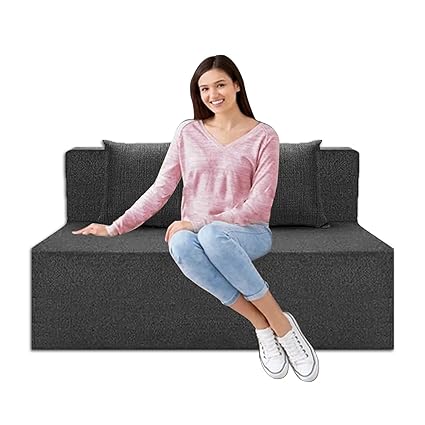 Dr Smith Foldable Sofa Cum Bed Furniture with Washable Zipper Cover, Grey, 3x6 (One Seater)