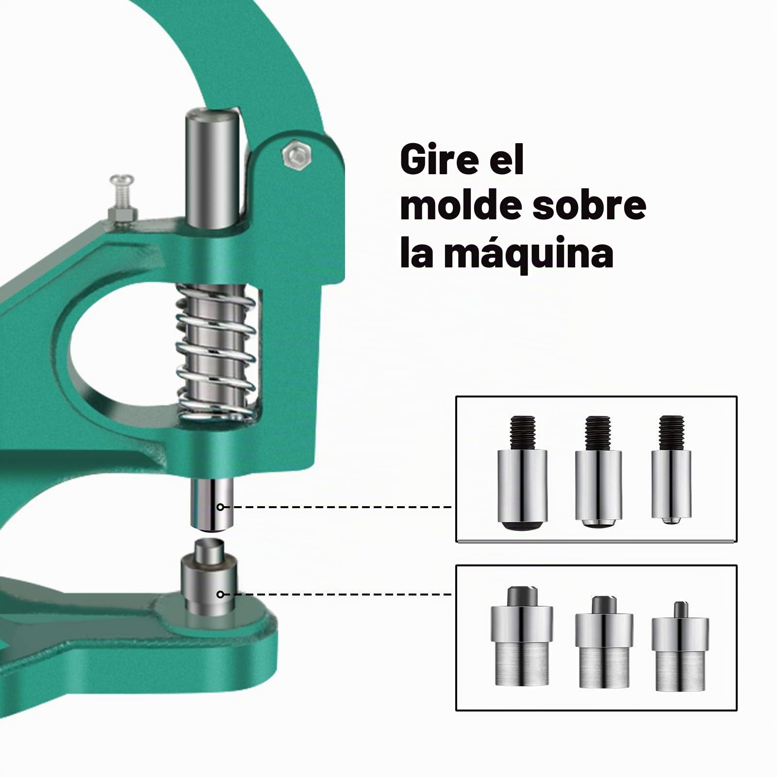 Remachadora de Ojales, Juego de Alicates de Ojales, Alicates de Remachado, Alicates de Botón de Presión, 3 Alicates de Matriz 6/10/12 mm para Piel, Artesanía, Cortinas, Drapones (1500 unidades)
