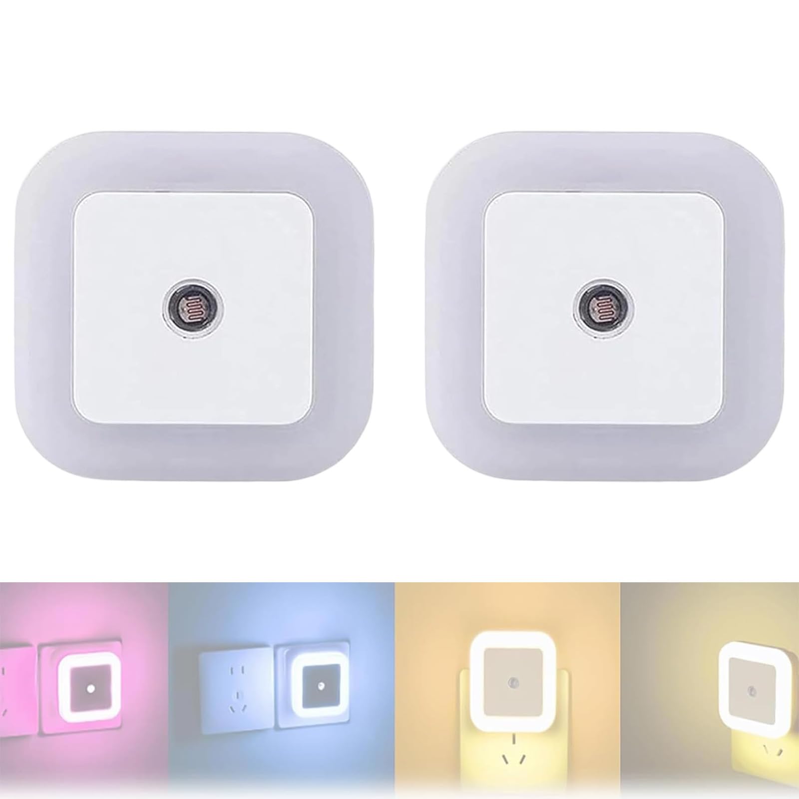 Smart LED Night Lights Plug into Wall 4-Pack Dusk to Dawn Sensor Nightlight Warm White Glow for Bedroom