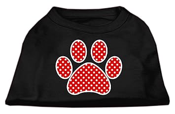 Mirage Pet Products Red Swiss Dot Paw Screen Print Shirt Black XL (16)