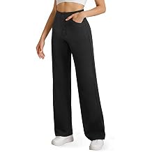keriffe Womens Wide Leg Dress Casual Pants Pockets High Waist Button Stretchy Business Work Trousers Office Slacks