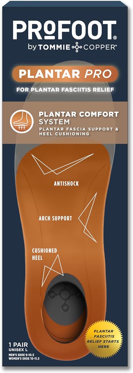 PROFOOT Plantar Pro Shoe Insoles for Men & Women – High Arch Support Inserts with Shock-Absorbing Heel, Energy-Return Cushioning, Antishock Comfort - M