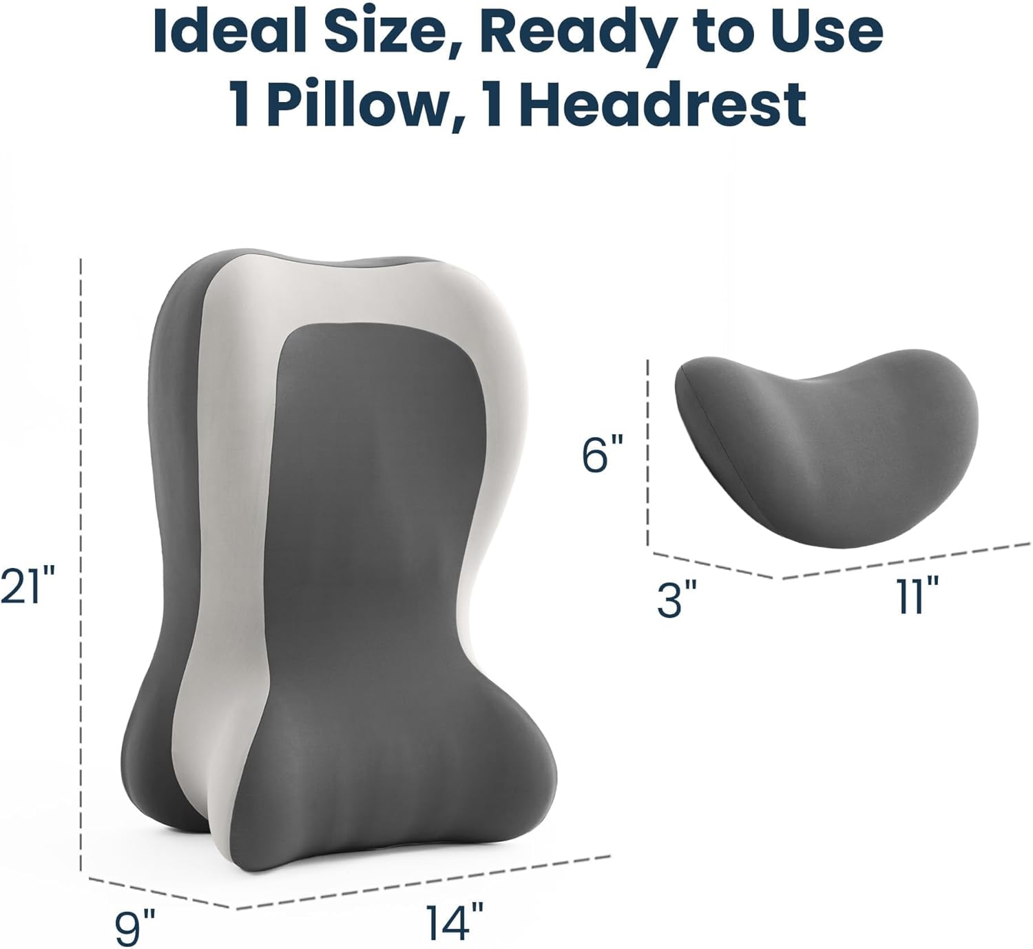 SLEEP ZONE Memory Foam Reading Pillow, Multi-Position Support Bed Pillow for Petite Adults, Reading Tools, Pillows Prone Back and Knee Support Leg Elevation with Washable Cover, Gray