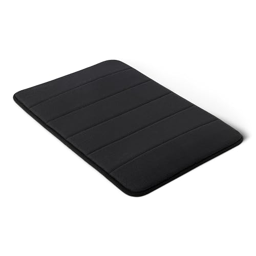 Amazon Basics Absorbent & Fast Dry Plush Memory Foam Bath Mat, 17 x 24 in, Black - 1'5" x 2' - Black