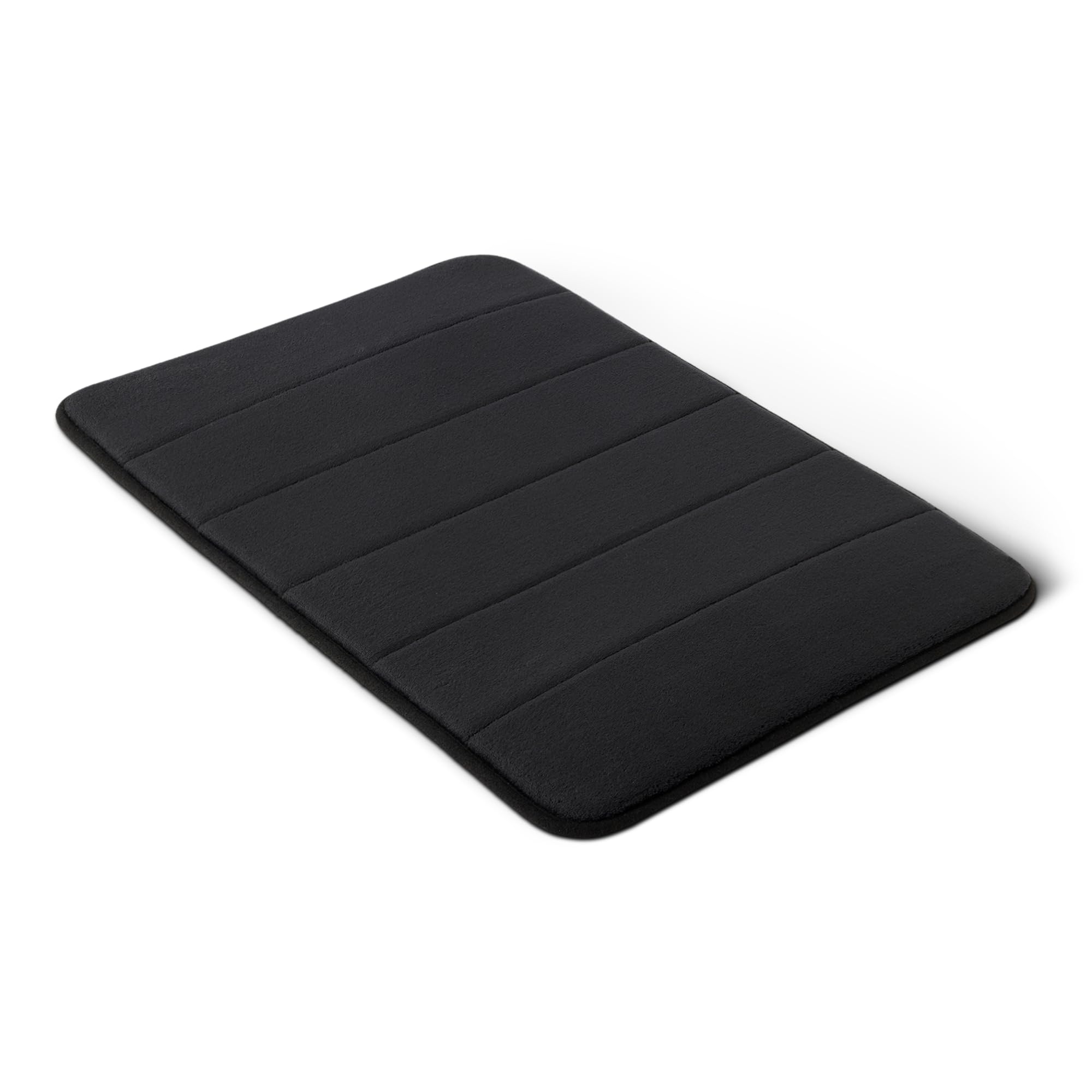 Amazon Basics Tapis de Bain Antidérapant en Mousse à mémoire de Forme, Tapis de Douche Ultra Doux, Absorbant, Séchage Rapide, Lavable en Machine, 43x61 cm, Noir