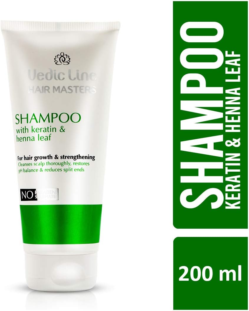 Vedicline Shampoo with Keratin and Henna Leaf, Reduce Split Ends Dull & Frizzy Hair for Shiny and Smooth Hair, 200ml