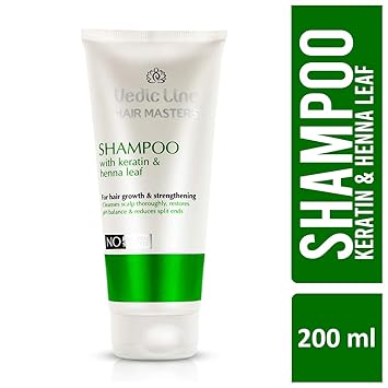 Vedicline Shampoo with Keratin and Henna Leaf, Reduce Split Ends Dull & Frizzy Hair for Shiny and Smooth Hair, 200ml