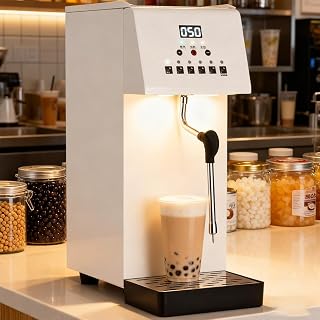 Commercial Automatic Milk Frother Machine,Steam Boiling Water & Steamer Device with LED Display,Espresso Coffee Foam Maker,Safety Auto Relief,Multi-Purpose for Tea/Milk Tea/Desserts