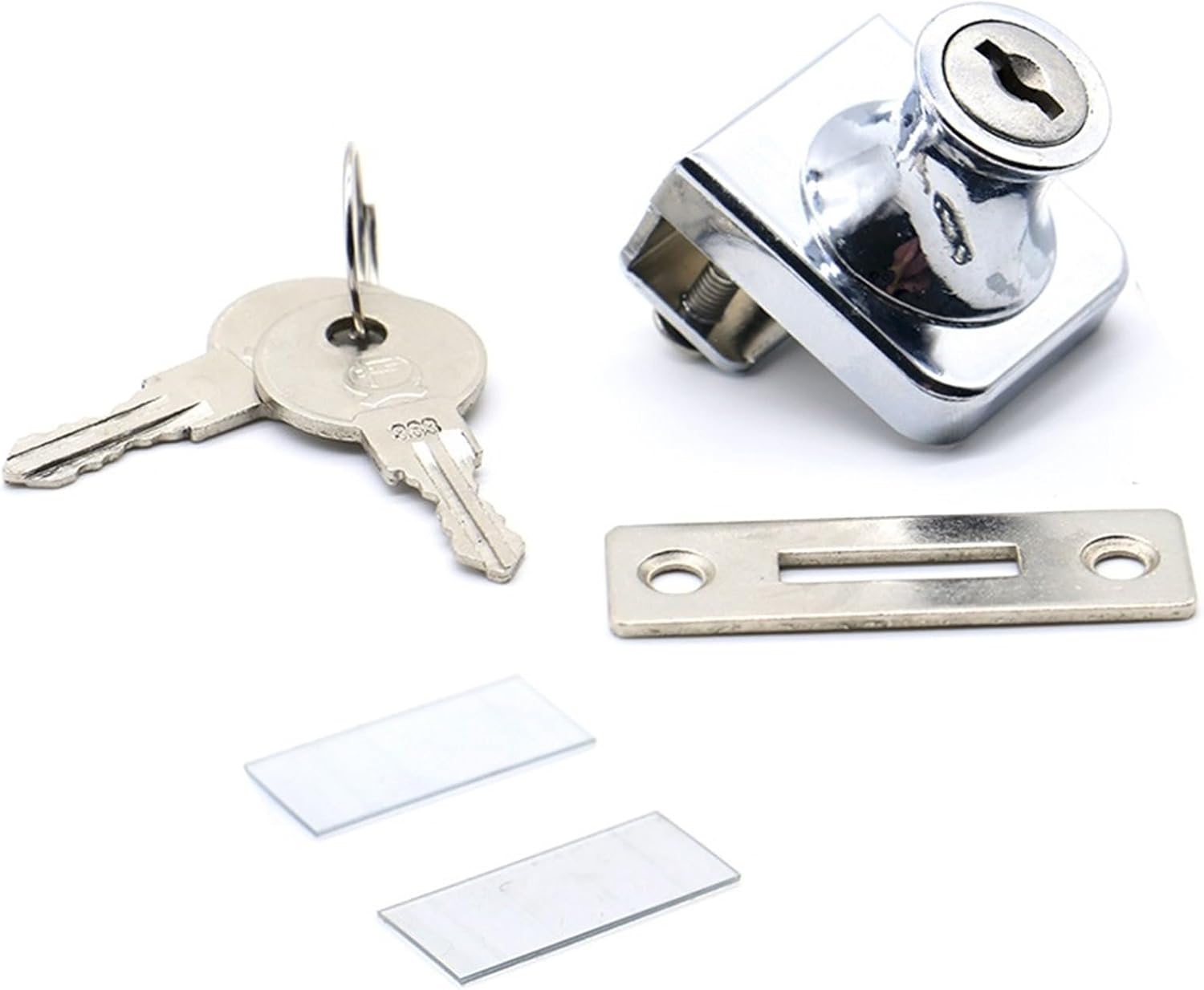 407 Single Glass Lock Zinc Alloy Showcase Cabinet Door Cylinder Sliding Glass Push Door Locks for Furniture Hardware 1Pcs(NED 407 Iron Key)