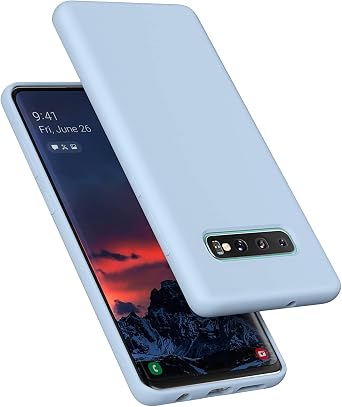 Designed for Galaxy S10 Plus Case 6.4 inch, S10+ Liquid Silicone Gel Rubber Shockproof Case Soft Microfiber Cloth Lining Cushion Compatible with S10 Plus Light Blue