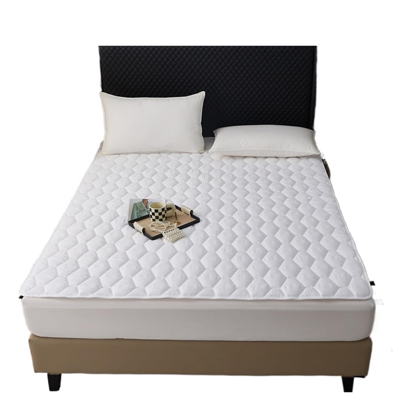 Mattress Protector 1pc Quilted Waterproof Mattress Topper (Without Pillowcase), Noise-free Protector Cover(White,180x200cm)