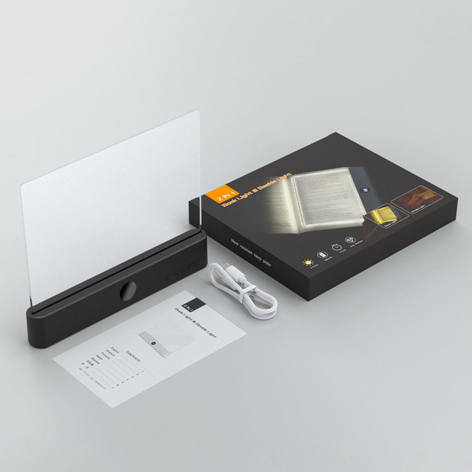 Adjustable Reading Light - Compact Rechargeable Book Light | Cordless Book Lamp for Bedroom Reading, Desk Lamp for Study and Work, Dim Booklights, Lightweight Night Lights for Camping Use