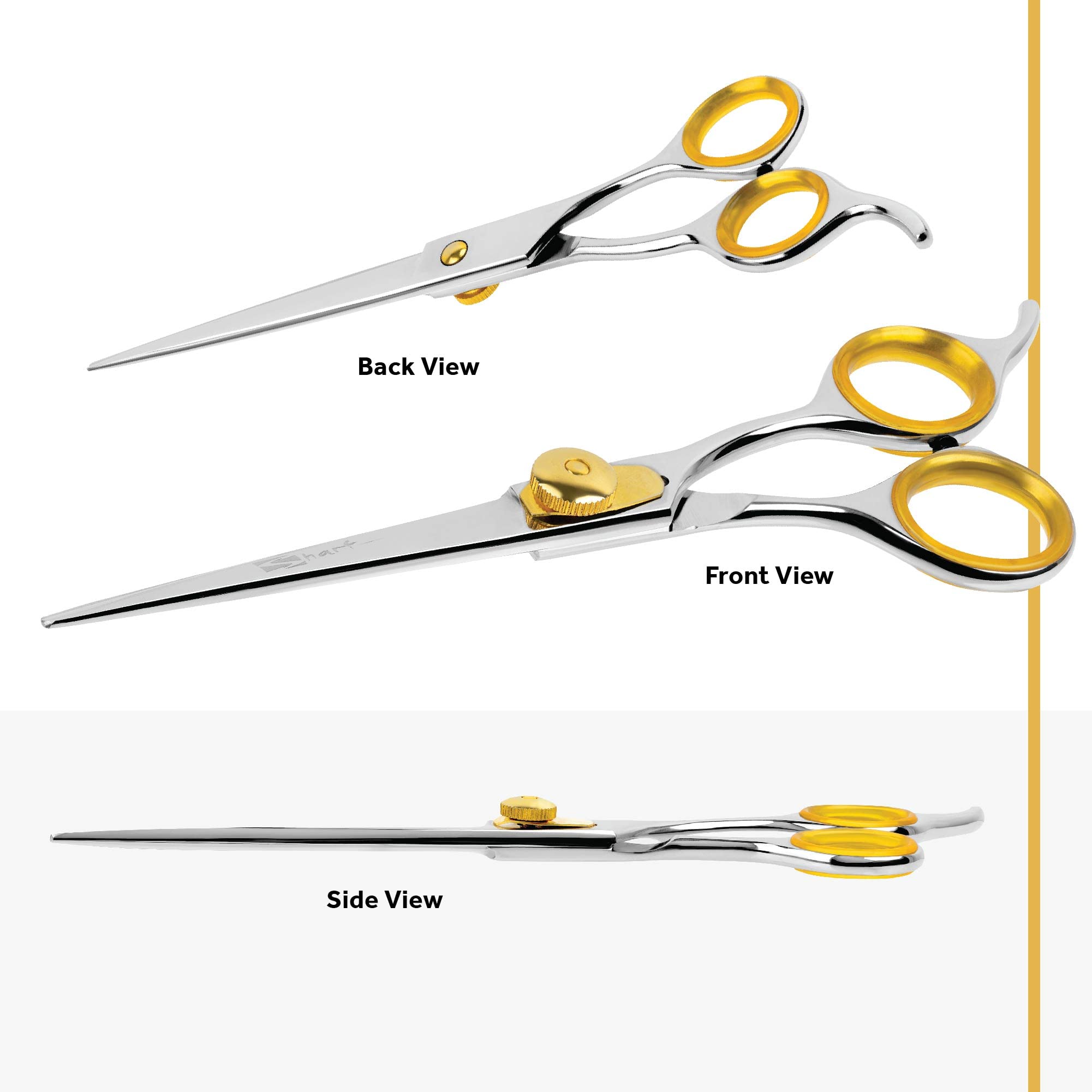 SHARF Gold Touch Tijeras de Peluquería Mascotas Cuchillas Rectas Acero Inoxidable 19 cm