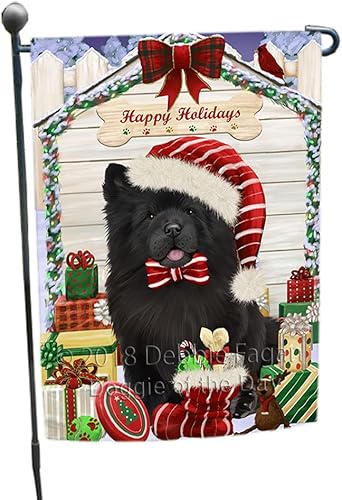 Doggie of the Day Chow Chow Dog Garden Flags - Christmas House with Presents - Double Sided - Yard Lawn Spring Decorative Gift - Home Decor 12 12"w