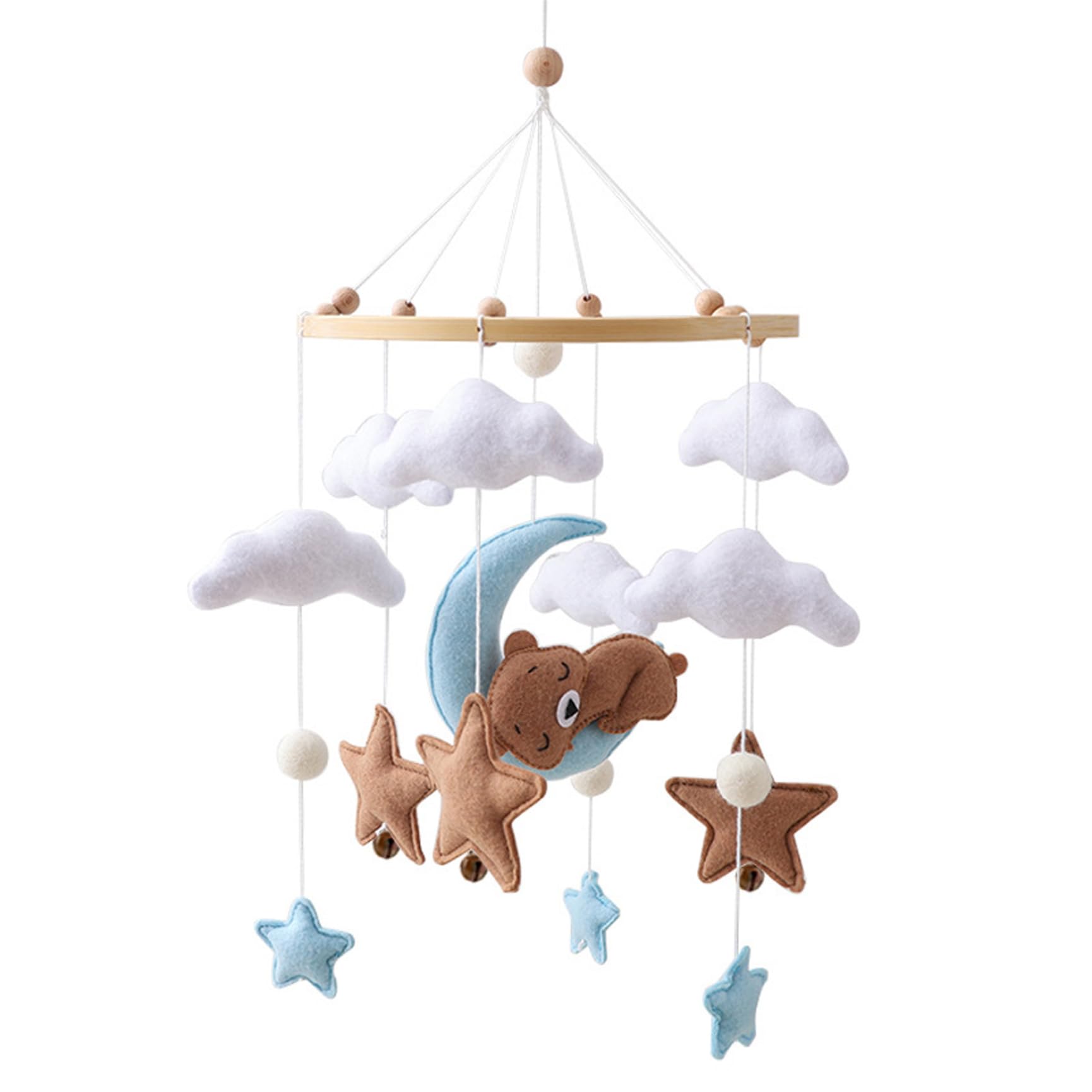Baby Crib Mobile Cute Felt Cloud Monn Star Bear Bassinet Mobile for Crib Children's Room Nursery Decoration