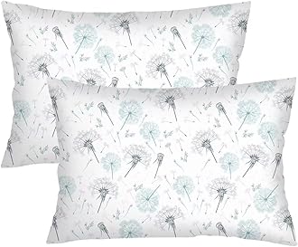 Dandelion Throw Pillow Cover Queen Size Set of 2,Floral Lumbar Pillow Case Flowers Pillowcases Soft Standard Pillow Cases with Zipper Decorative Bedding Cushion Covers for Bedroom,Couch,Sofa,20"x30"