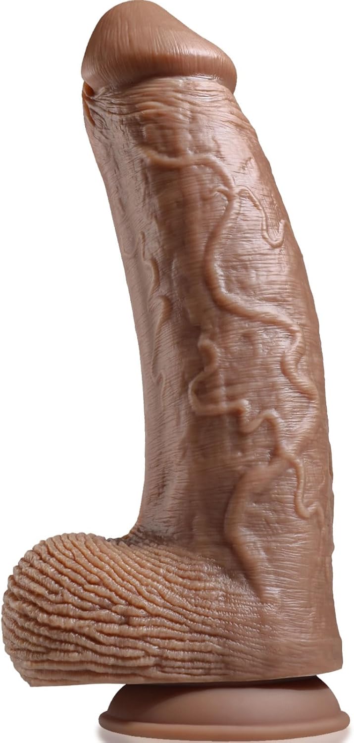 4" Diameter Extra Large Thick Dildo, 16 Inch Massive Huge Dildos with Realistic Veins and Wrinkled Texture, Dual Density Silicone Giant Butt Plug Sex Toy for Advanced Player Anal Stretching