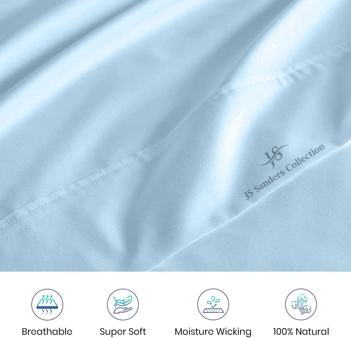 4 Piece Sheet Set 100% Egyptian Cotton Bed Sheets 1000 Thread Count Luxury Hotel Quality Sheet Set Italian Finish Premium Sheets Long Staple Fits Up to 18 Inch Deep Pocket (Twin-XL, Light Blue)