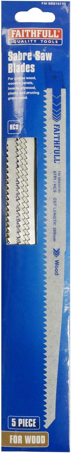 Faithfull SBS1411D Sabre Saw Blades - Wood (Pack of 5)