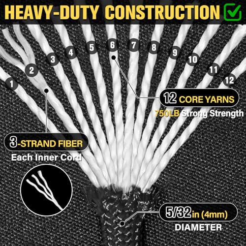 Paracord Rope 750 lb - 1000ft / 500ft / 200ft / 100ft 5/32" Parachute Cord 4MM 12-Strand para Cord - Heavy Duty Spool String for Survival,Camping Gear, Survival Bracelet, Clothesline - Image 2
