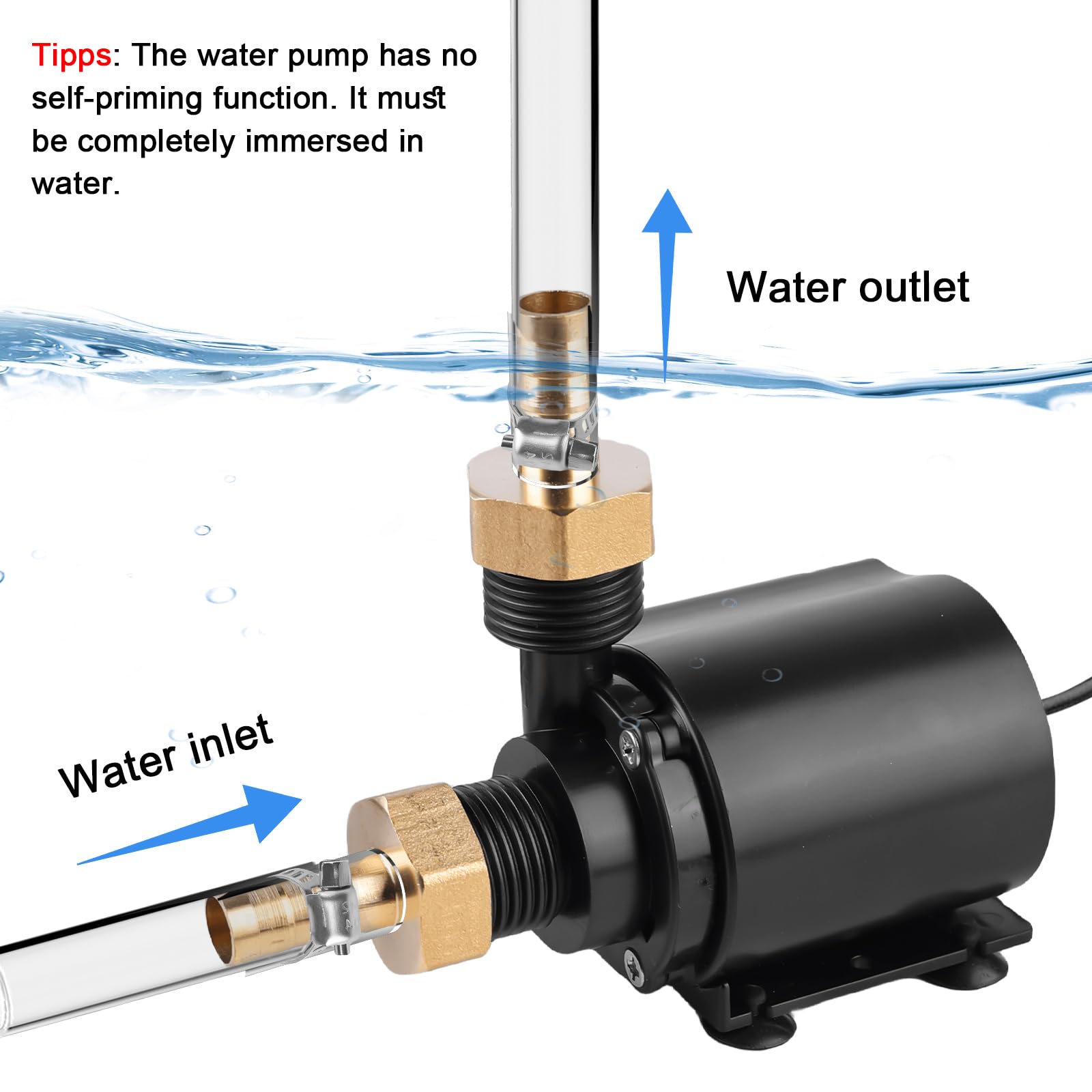 Pompa dell'acqua 12 V, 800 l/h, 5 m, piccola pompa dell'acqua con regolazione della velocità, pompa per laghetto, pompa sommergibile, pompa per acquario, pompa per fontane, sistema di circolazione
