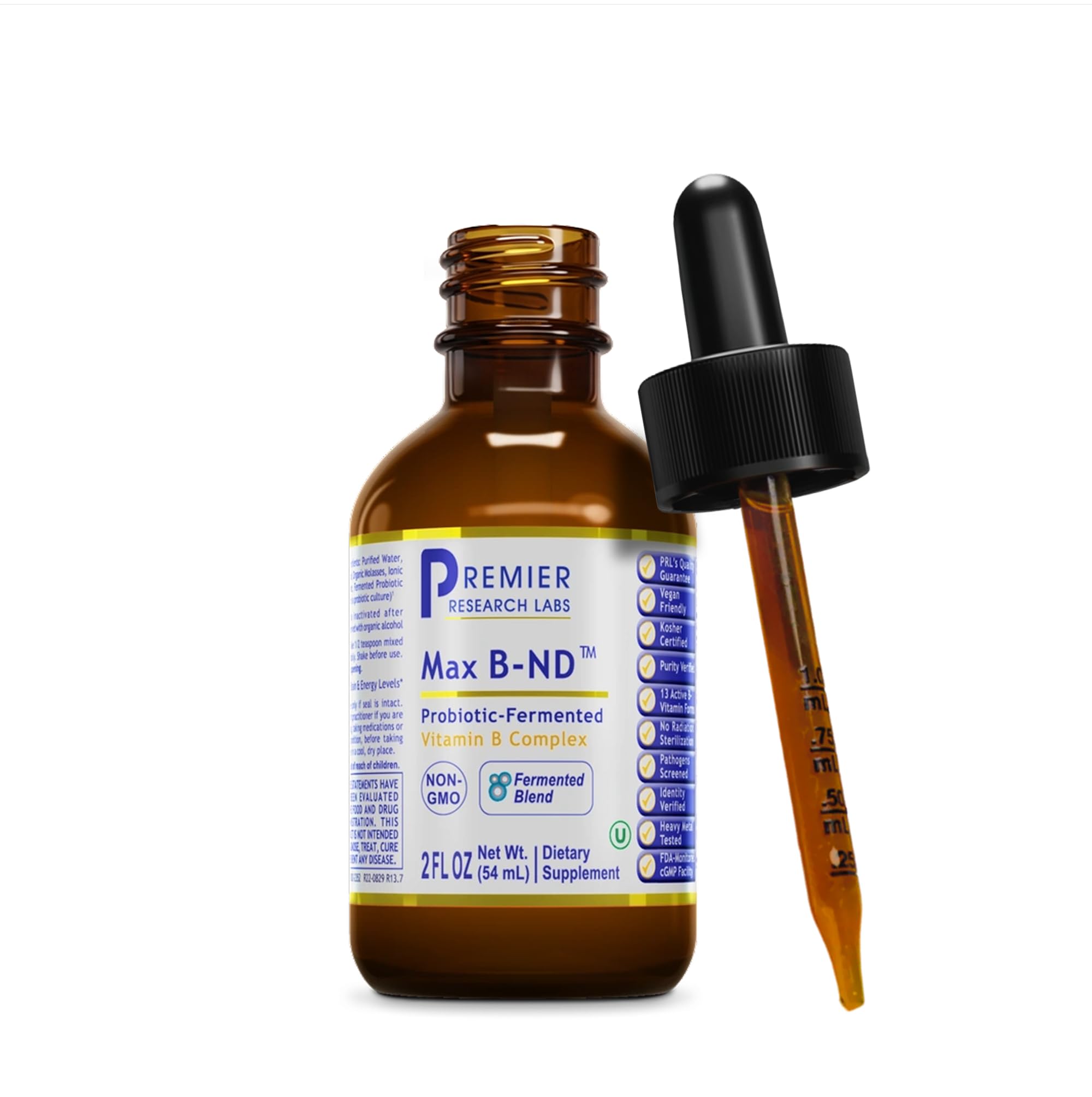 Premier Research Labs Max B-ND Liquid Vitamin - B-Complex για την υγεία του ήπατος και του εγκεφάλου - Υπογλώσσιες σταγόνες για την ενέργεια, ανοσοποιητική και επιδερμική υποστήριξη - 2 fl oz - Thiamin, B12, B6 & More - για άνδρες, γυναίκες