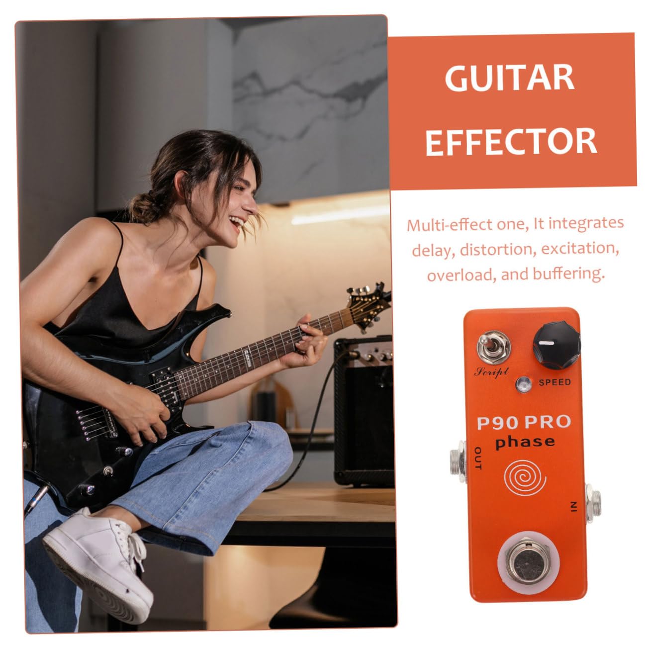 Kleiner Phaseneffektor Stabile Klangcharakteristik Kompaktes Metallgehäuse für Gitarre für Proberaum und Zuhause