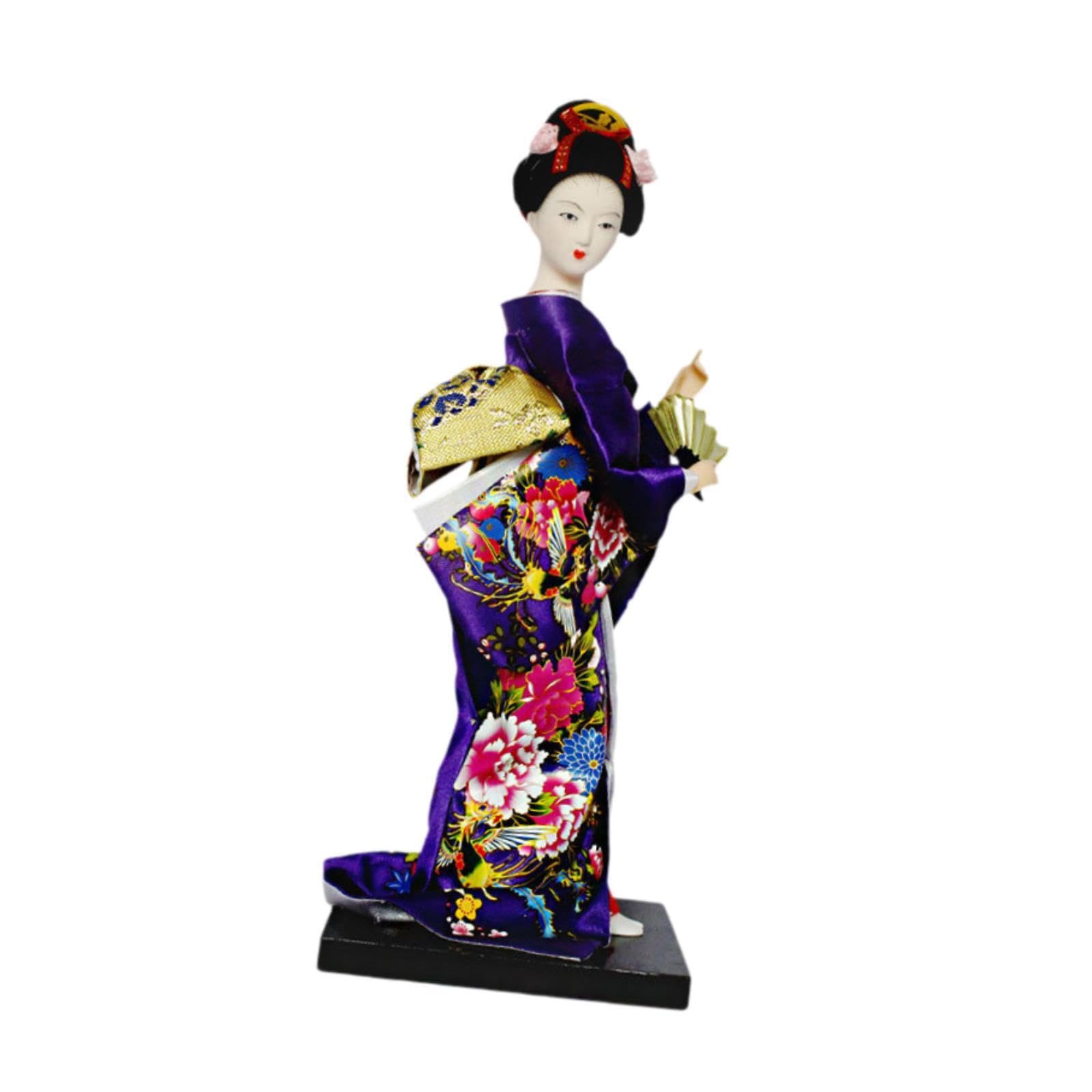 PIXZCSA Japanese Geisha Doll Resin Figurine Art Craft Traditional Ornament Lady Statue Collectible Decor Shelf Oriental Desktop