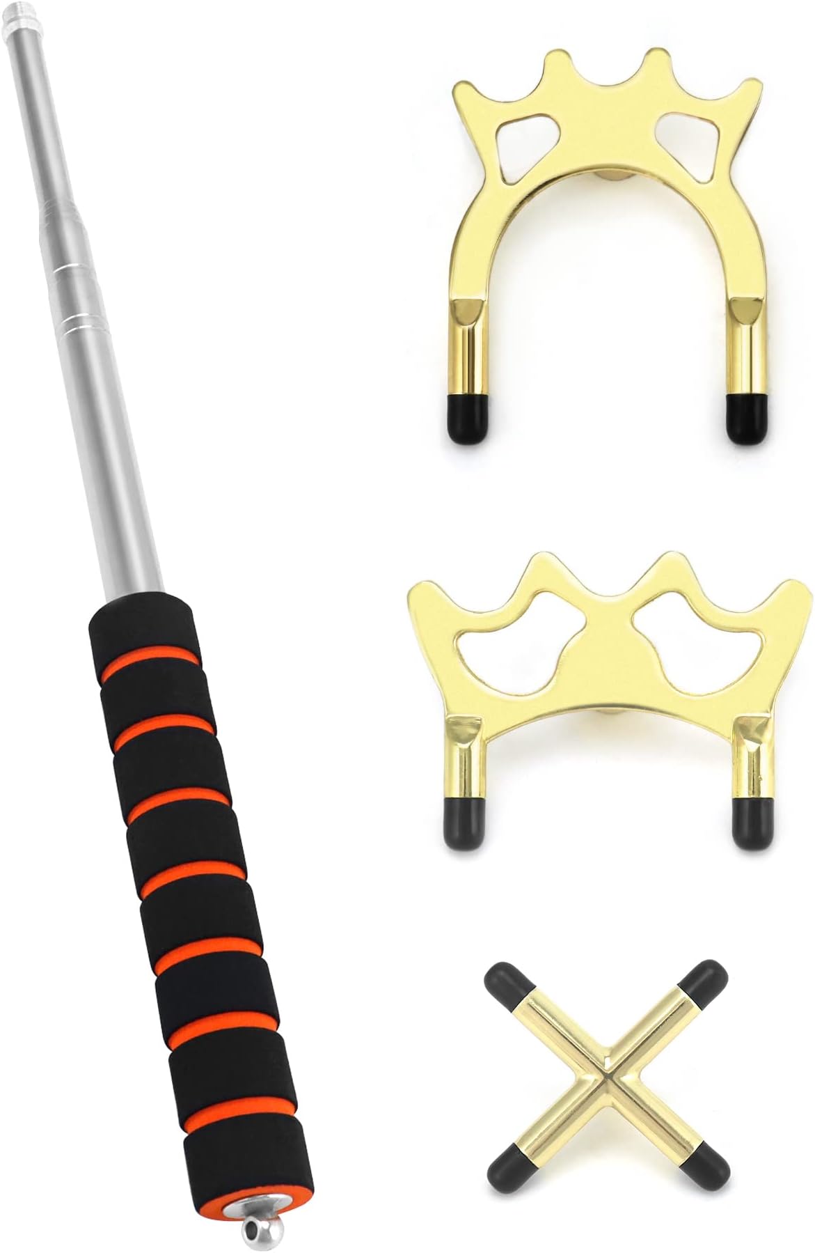 QWOKR Telescopic Snooker Cue Stick Bridge with 3 Brass Bridge Heads, 13.5~59 Inches, Pool Table Accessories