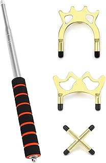 QWOKR Telescopic Snooker Cue Stick Bridge with 3 Brass Bridge Heads, 13.5~59 Inches, Pool Table Accessories