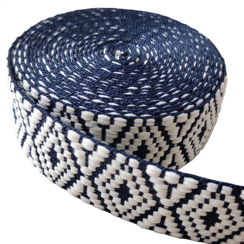 VIAILI SYMIE Cotton Webbing 1.5 inch Striped Webbing Polyester Webbing Heavy Duty Ribbon for Crafts Bag Handles Camera Purse Strap DIY Pet Collars