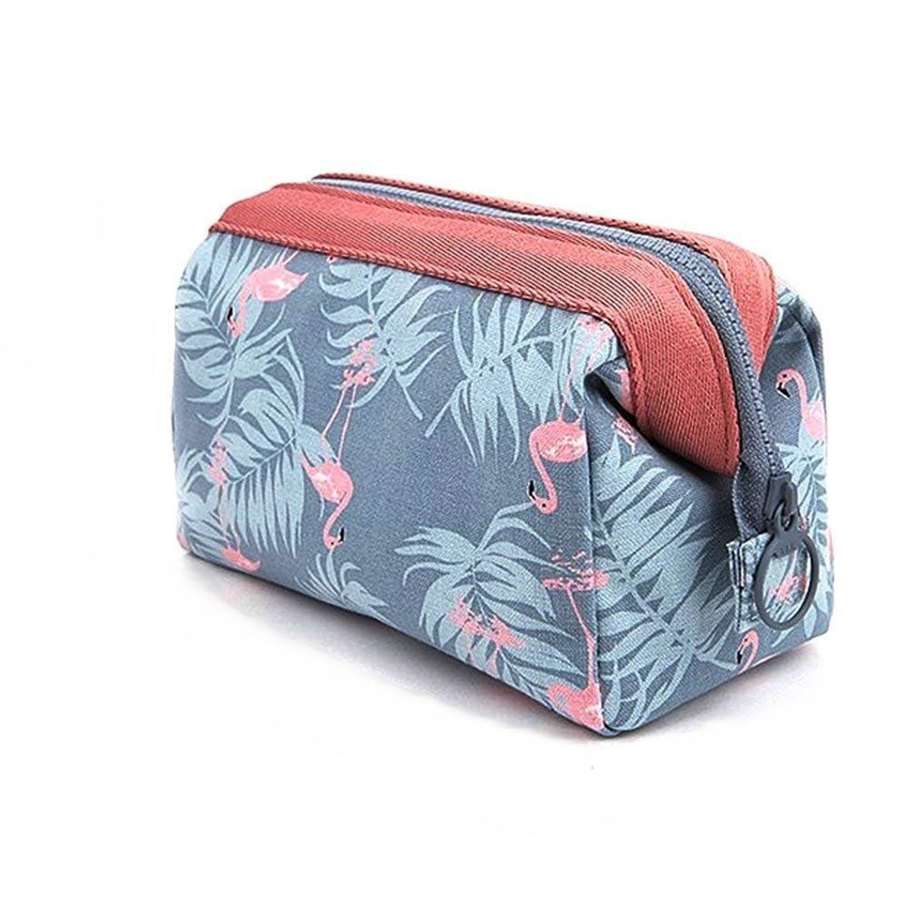 2xWomens Make Up Bag Small Printed Cosmetic Pouch Funny Cute Wash Bag Toiletry Flamingo|Makeup Box for Storage|Make Up, Cosmetic, Skincare Organiser for Women (Grey)-image-28
