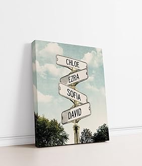 VIRAGIL Personalized Grandchildren Canvas Poster Sign With Names, Family Sign Post, Kids Names Street Sign, Grandma Gift From Grandkids, Street Signs Customized, Family Inspiration Wall Art Best Gift