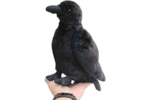 Realistic Stuffed Animal Bird, Cute Black Raven Plush Doll With Big Vivid Eyes