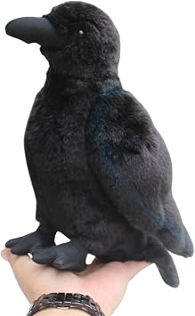 Realistic Crow Plush, Cute Black Raven Stuffed Animal Plush Pillow Toys, Soft Little Bird Raven Stuffed Toys Doll for Birthday Kids Gifts Home Decor 9.44