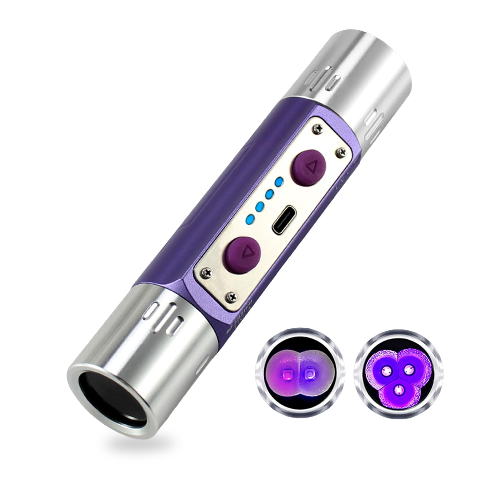VBESTLIFE Violette Licht-Taschenlampe, 254/365/395 Nm UV-Schwarzlicht-Taschenlampe Mini, Typ C Wiederaufladbar, für Haustier, Schmuck, Tinte, Währung, Fluoreszierendes Mittel