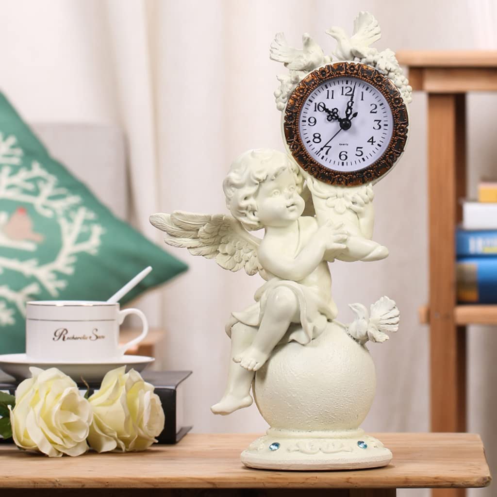 Amazon｜置時計天使彫刻装飾卓上時計家の装飾サイレントスイープ秒機
