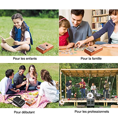 Kalimba 17 Schlüssel, Nabance Daumenklavier Kalimba Professionelles Finger Daumen Piano Karimba Instrument mit Tragetasche Stimmhammer Studienanleitung für Kinder Anfänger